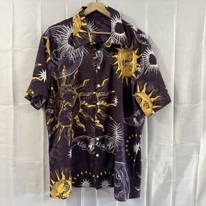 Womens 3x/4x Purple Plum Celestial Shirt Button Up Moon Stars Fairy Whimsigoth